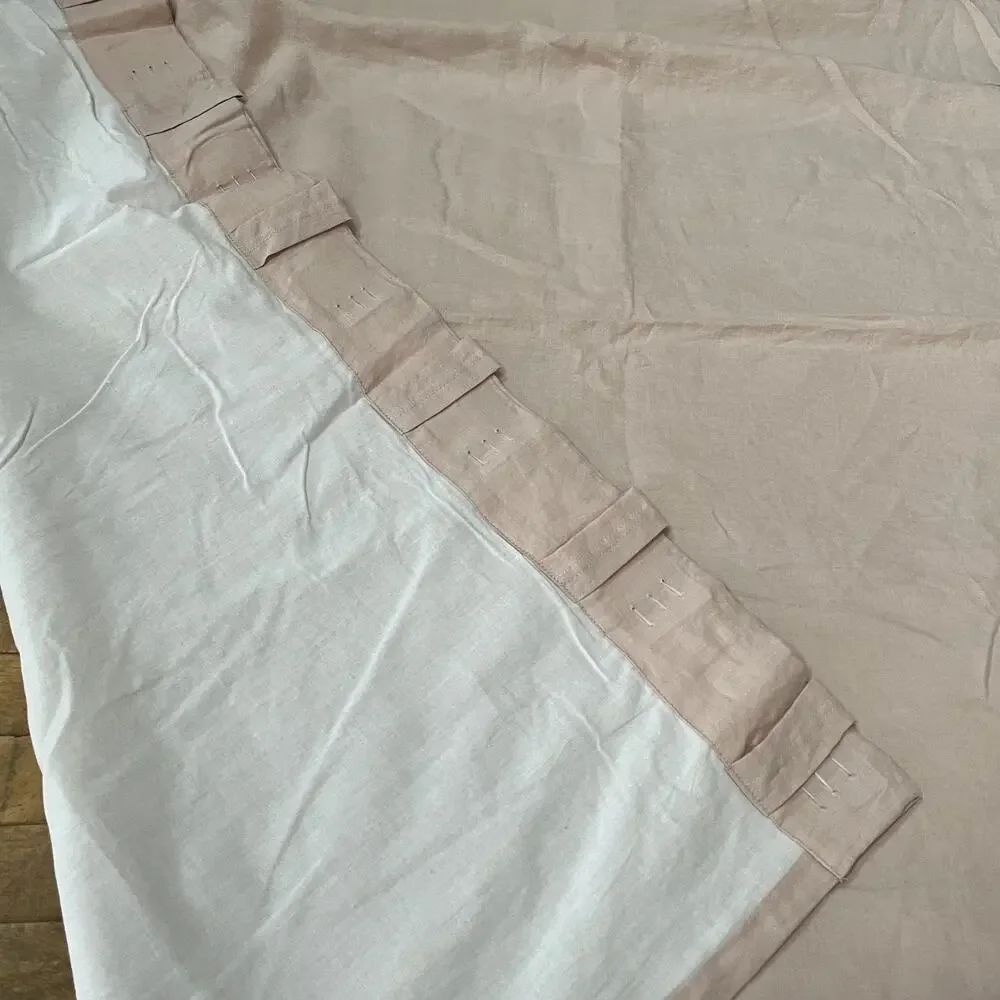 Pottery Barn Blush Pink Linen Curtain Panels (2) 50 in x 108 in Cotton Lined